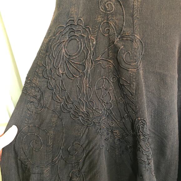 Coldwater Creek Brown Embroidered A-Line Midi Skirt M Flowy Fairycore Hippie Y2K - Picture 4 of 12